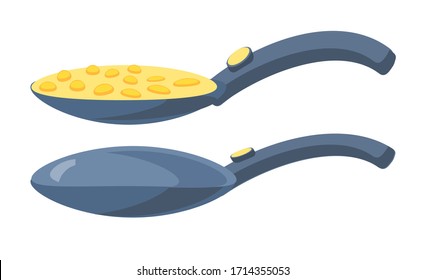 Creador eléctrico de panqueques aislado en un fondo blanco. La sartén está vacía y con una crepe. Equipamiento para la cocina. Ilustración vectorial en estilo plano.