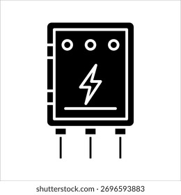 Icono de la caja del panel eléctrico. Conjunto de iconos de distribución eléctrica. Ilustración vectorial sobre fondo blanco
