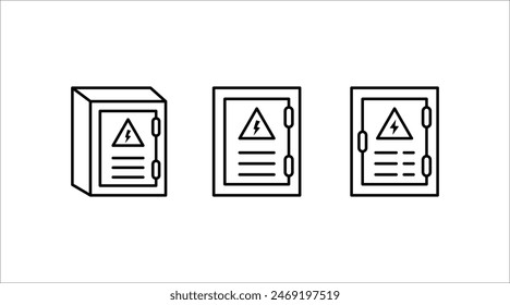 Vectores de conjunto de iconos de caja de panel eléctrico. Icono de distribución eléctrica. editable sobre fondo blanco.