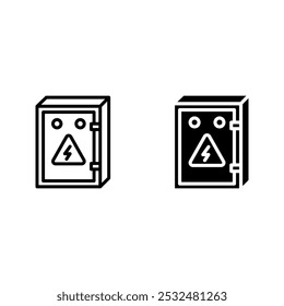 electric panel box icon set vector. Electric distribution icon color editable