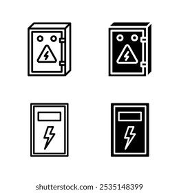 electric panel box icon set vector. Electric distribution icon color editable