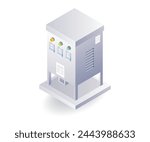 Electric panel control box flat isometric 3d illustration