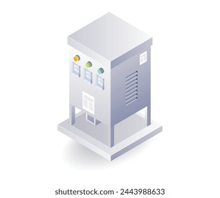 Electric panel control box flat isometric 3d illustration