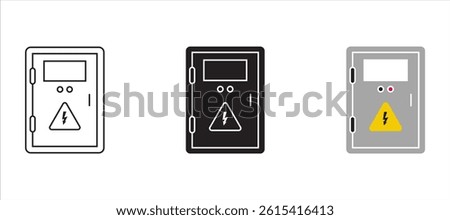 electric panel icon set isolated on white background