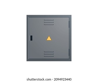 Electric panel and network cabinet flat vector illustration.