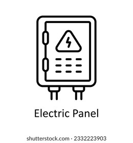 Ilustración de diseño de iconos de esquema del panel eléctrico. Símbolo de reparación y mantenimiento del hogar en el archivo EPS 10 de fondo blanco