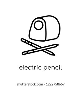 electric pencil sharpener icon. Trendy modern flat linear vector electric pencil sharpener icon on white background from thin line Electronic devices collection, outline vector illustration