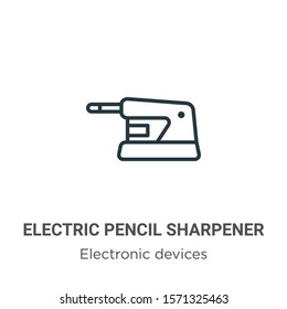 Electric pencil sharpener outline vector icon. Thin line black electric pencil sharpener icon, flat vector simple element illustration from editable electronic devices concept isolated on white 