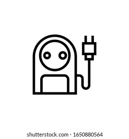 Electric pencil sharpener vector icon in outline, linear style isolated on white background