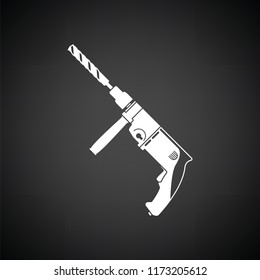 Electric perforator icon. Black background with white. Vector illustration.