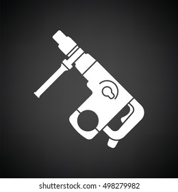 Electric perforator icon. Black background with white. Vector illustration.
