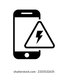 vector de icono de advertencia de teléfono eléctrico establecido en fondo blanco aislado