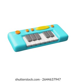 Electric piano 3D cartoon plastic style vector illustration. Volume synthesizer. Electric mini keyboard piano music instrument isolated on white background