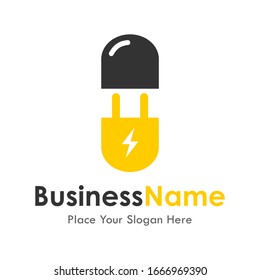 Electric pill plug vector logo template. Suitable for business, technology, web and design