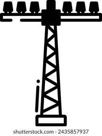 Electric pillar glyph and line vector illustration
