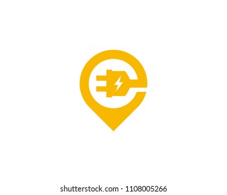 Electric Pin Icon Logo Design Element svg