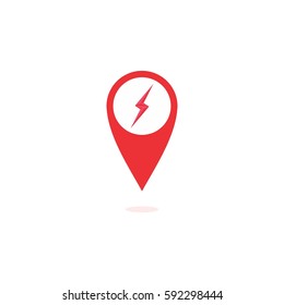 Electric pin location icon logo vector