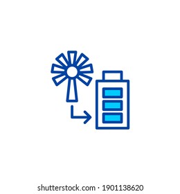 Electric pinwheel icon in blue color style