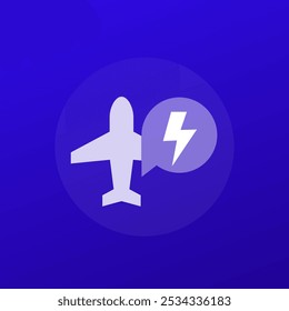 Electric plane, aircraft icon, vector transparent design