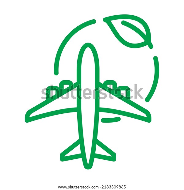 Electric Plane Line Icon Airplane Green Stock Vector (Royalty Free ...