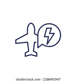 Electric plane line icon, vector