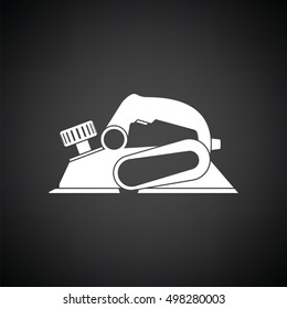 Electric planer icon. Black background with white. Vector illustration.