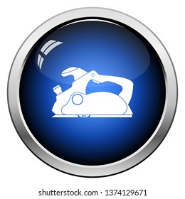 Electric planer icon. Glossy Button Design. Vector Illustration.