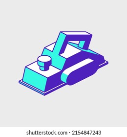 Electric planer power tool isometric vector icon illustration