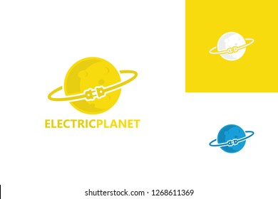 Vector de diseño de plantillas de logotipos de planetas eléctricos, Emblema, Concepto de diseño, símbolo creativo, icono