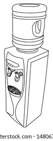 Electric plastic cooler reserve for potable water isolated on a white background vector, with cup