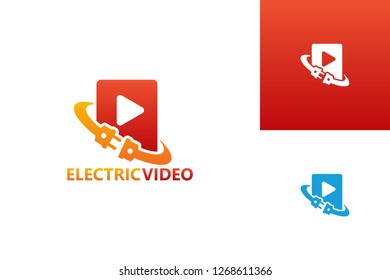 Electric Play Video Logo Template Design Vector, Emblem, Design Concept, Creative Symbol, Icon