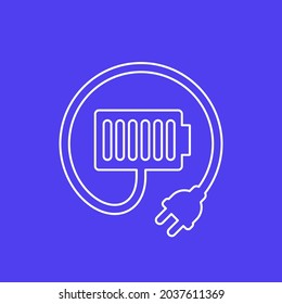 electric plug and a battery icon, line vector