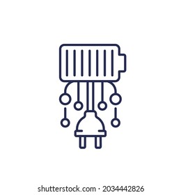 enchufe eléctrico e icono de la línea de la batería
