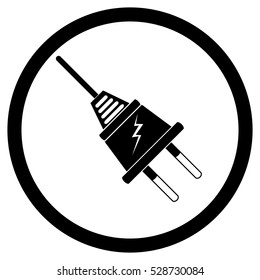 Electric plug black silhouette. Electricity and electric socket, electrician vector illustration