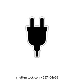 electric plug - black vector icon with shadow