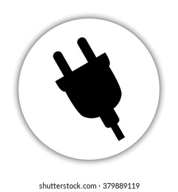 electric plug  - black vector icon