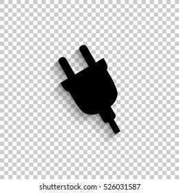 electric plug - black vector  icon with shadow