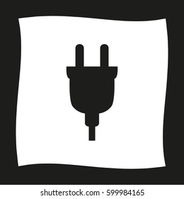 electric plug  - black vector icon