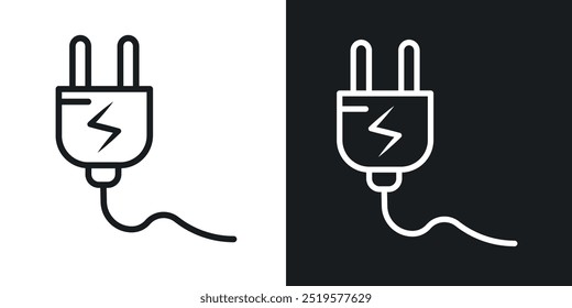 Enchufe eléctrico icono blanco y negro.
