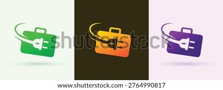 Electric Plug Briefcase Logo for Business Office Corporate Branding
