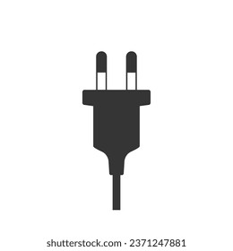enchufe eléctrico con icono de cable.  Símbolo de electricidad y energía. Vector de fondo blanco