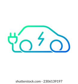 Electric plug with car shape icon symbol, EV car green hybrid vehicles charging logotype, Eco friendly vehicle concept, Vector illustration