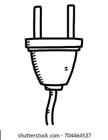 electric plug / cartoon vector and illustration, black and white, hand drawn, sketch style, isolated on white background.