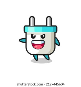 electric plug cartoon with very excited pose , cute style design for t shirt, sticker, logo element