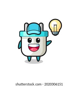 electric plug character cartoon getting the idea