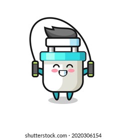 electric plug character cartoon with skipping rope