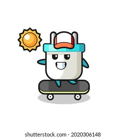 ilustración de caracteres de enchufe eléctrico montada en patineta