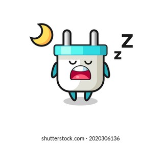 electric plug character illustration sleeping at night