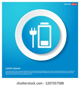 Electric plug charging icon Abstract Blue Web Sticker Button - Free vector icon