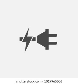 Electric plug with charging lightning symbol vector icon 